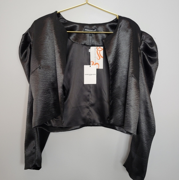 NWT Large Generation Love Black Satin Austyn Jacket Blazer - Picture 1 of 6